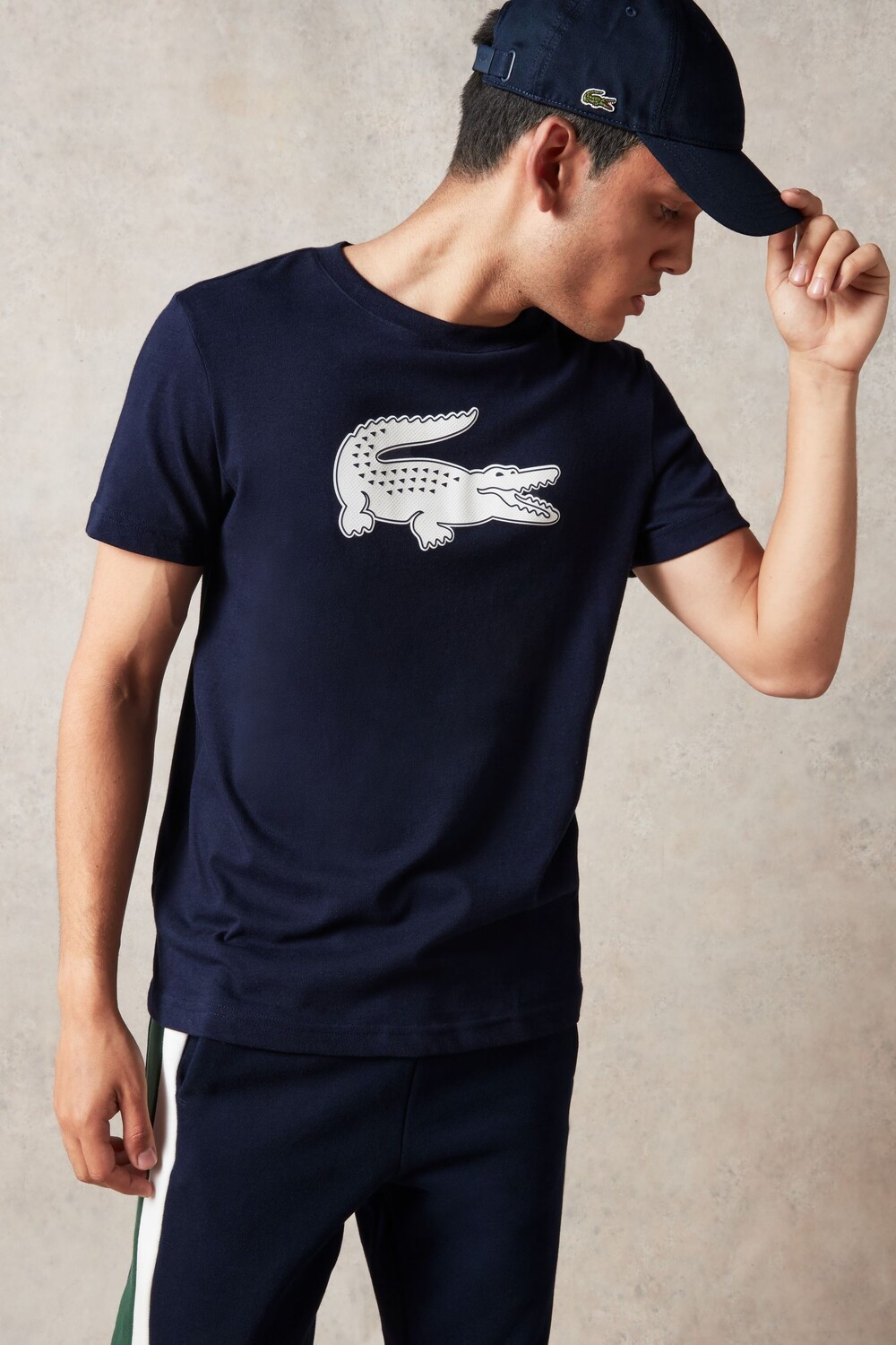

Темно- футболка с 3D-принтом под крокодила Lacoste, синий
