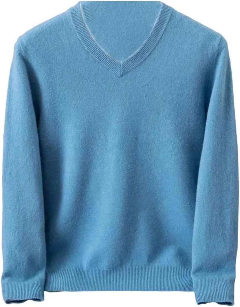 

Мужской профессиональный вязаный свитер с V-образным вырезом и длинными рукавами