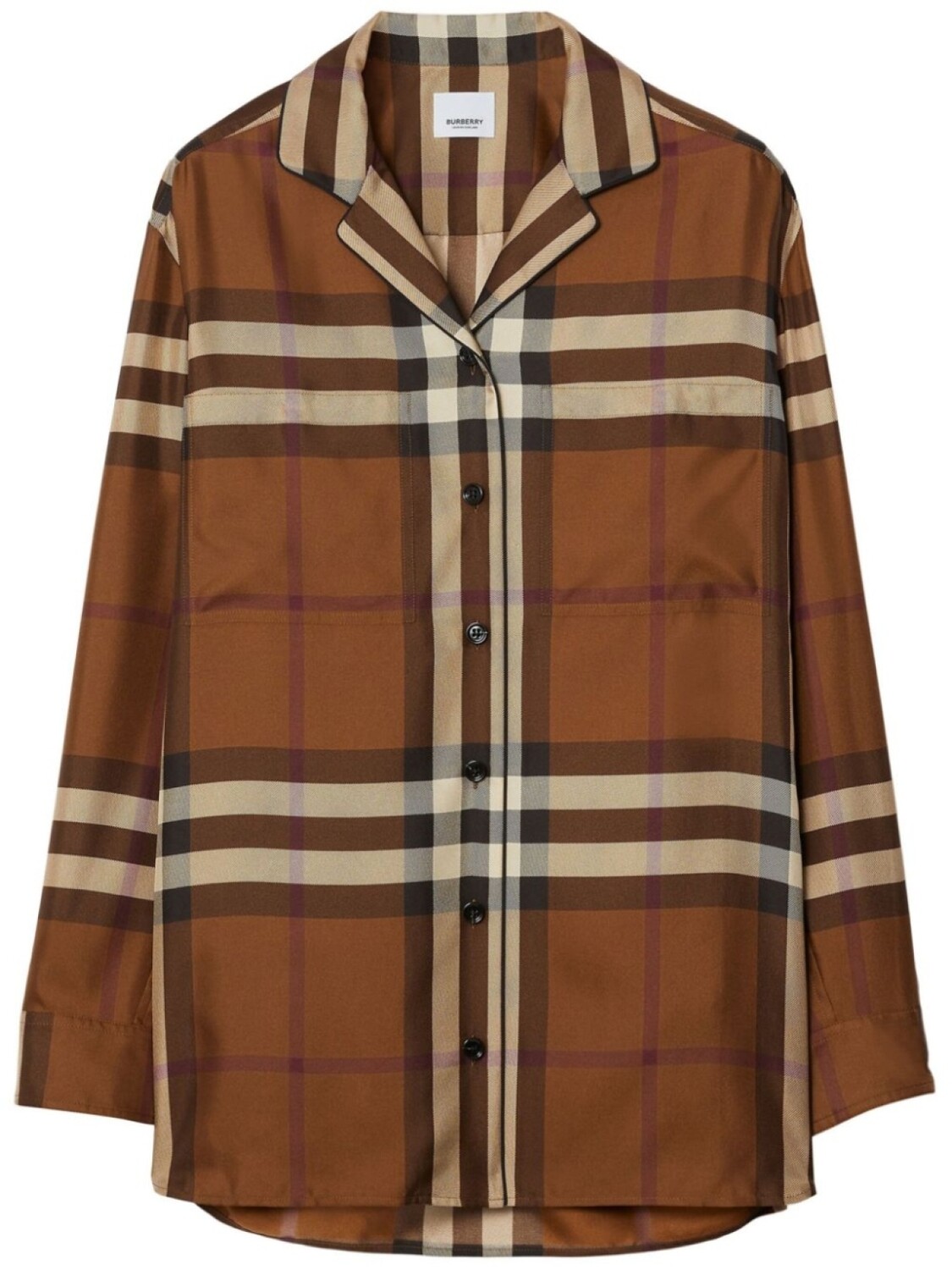 

Burberry шелковая рубашка Check, коричневый