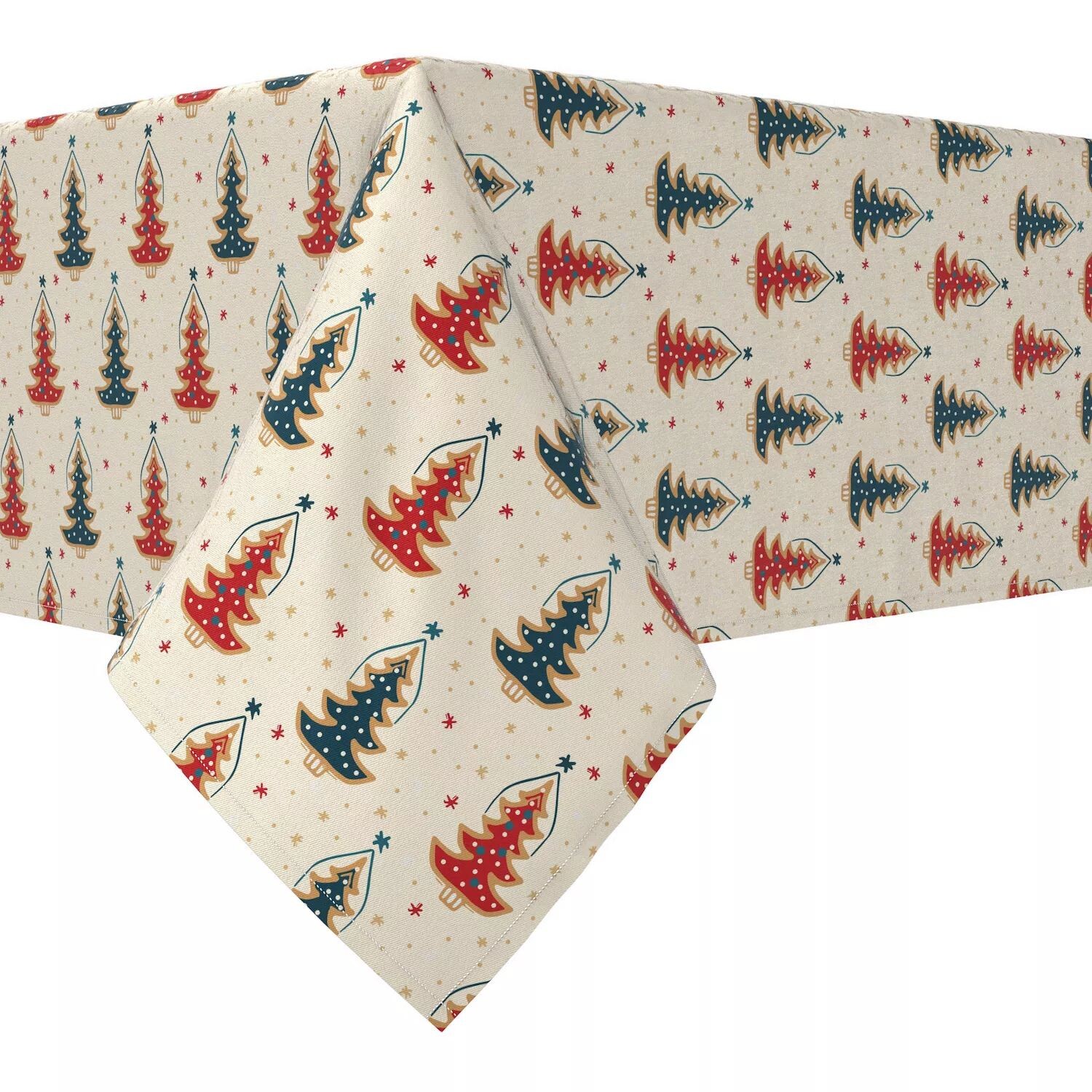 

Прямоугольная скатерть, 100% хлопок, 52x104 дюйма, нарисованные вручную рождественские елки.