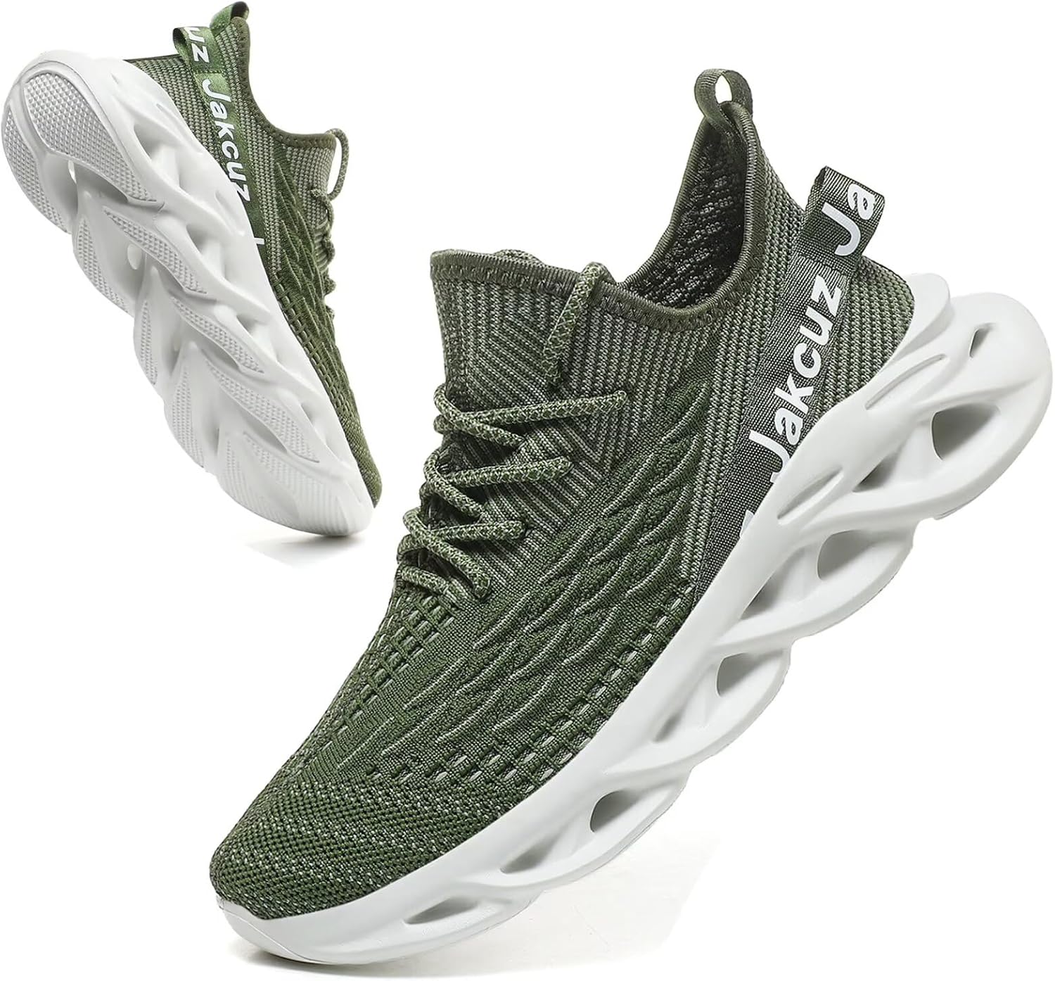 

Легкие мужские кроссовки Jakcuz больших размеров с сеткой и узором в виде рыбьей чешуи, зеленый