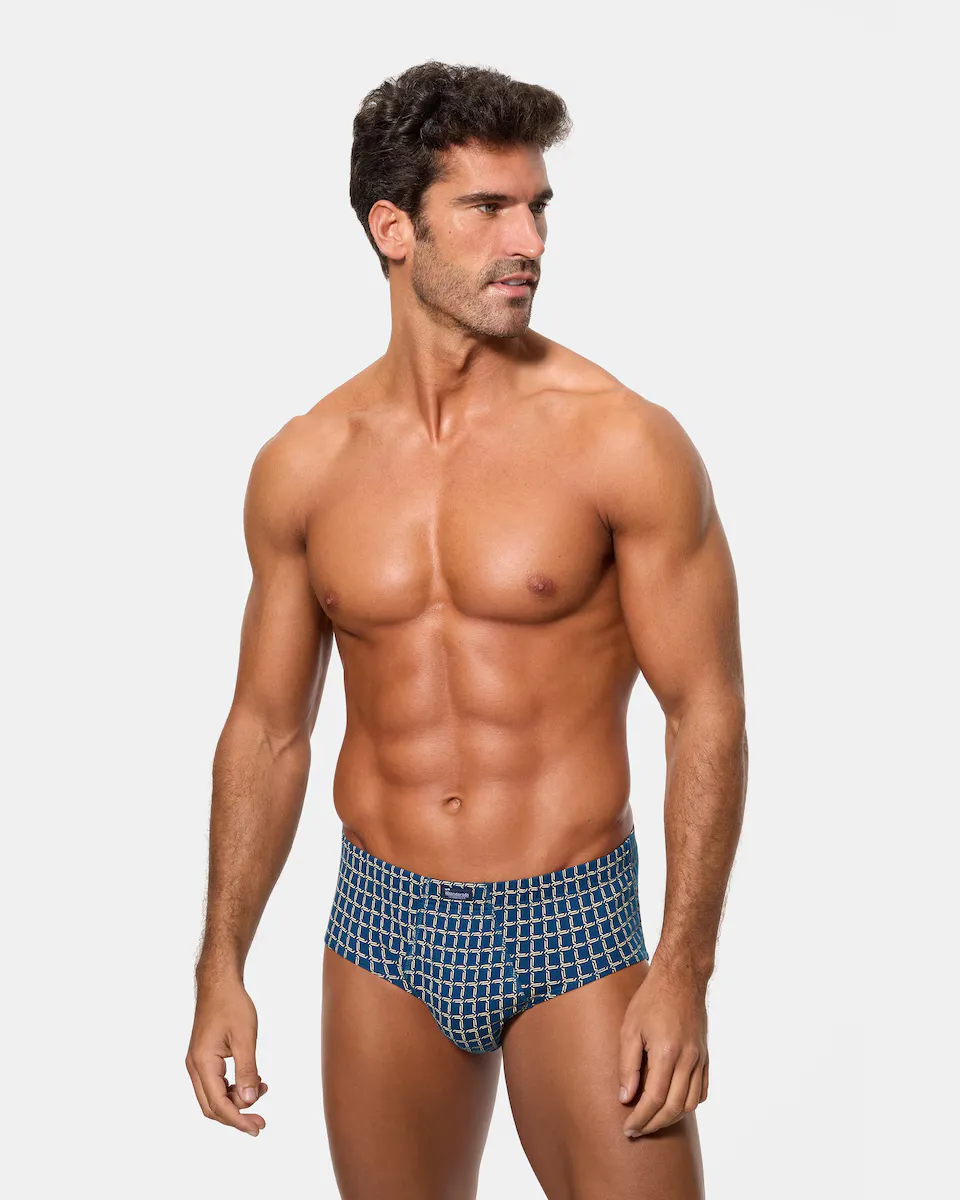 

Комплект из трех открытых мужских трусов синего цвета Abanderado, многоцветный