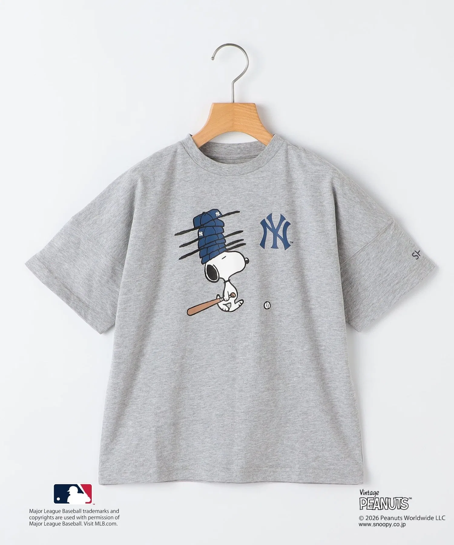 Детская футболка SHIPS KIDS PEANUTS×MLB с принтом серая