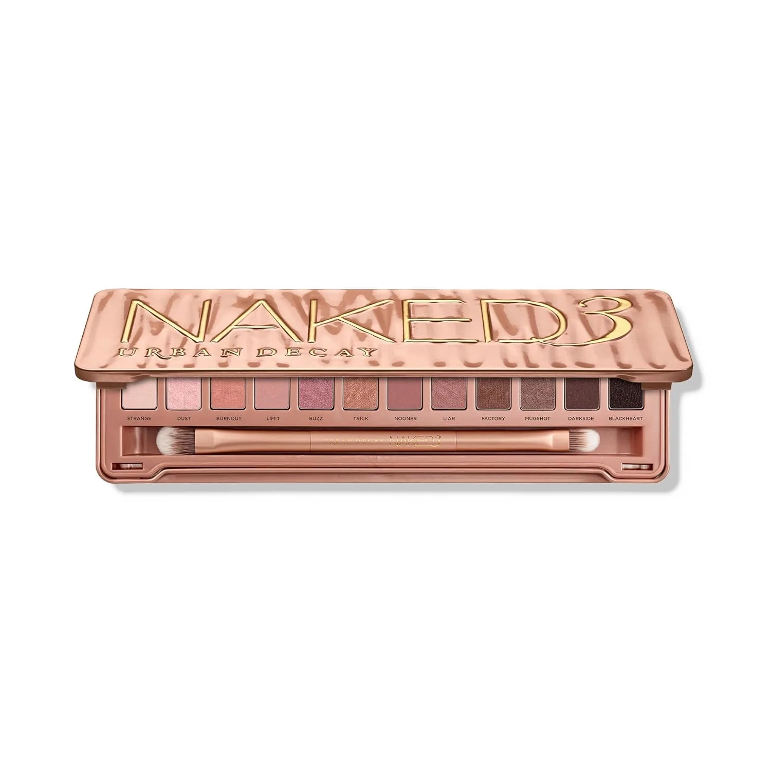 URBAN DECAY Naked 3, палетка теней для век в мягких розовых нейтральных оттенках, матовые, жемчужные, металлик, шиммер, 12 теней в мавовых, коричневых и нюдовых тонах, для естественного мягкого смоки-ап, Naked3