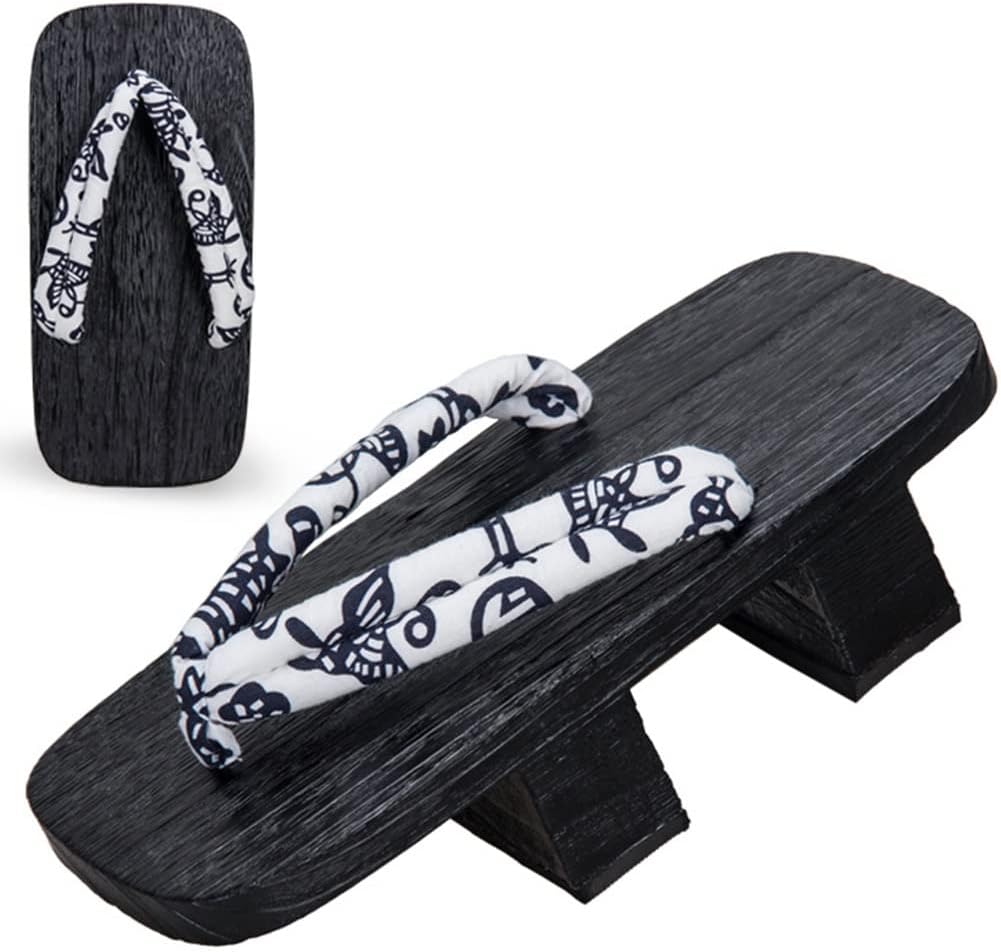 

Деревянные сабо с двумя зубцами для мужчин, ретро мужские японские тапочки-вьетнамки на высокой подошве, традиционные японские сабо Гета, высота каблука 5,5 см, ширина 12 см Kitcissl, черный