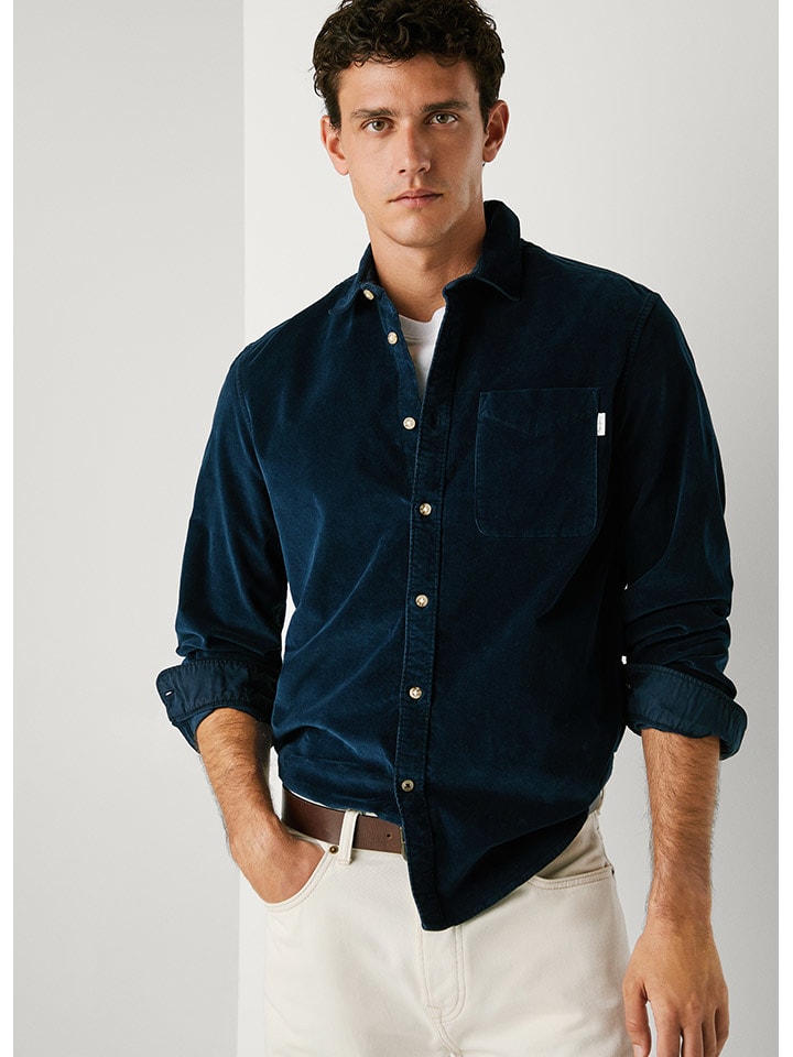 

Pepe Jeans Вельветовая рубашка "Клейтон" темно-синего цвета