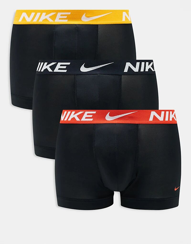 

Комплект из 3 трусов-боксеров Nike Essential из микрофибры с цветным поясом в золотом/красном/черном цвете