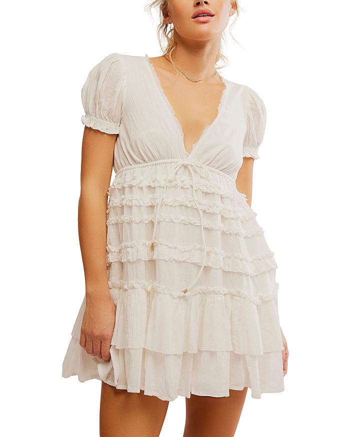 

Free People Платье мини с рюшами Darcy Free People, слоновая кость/кремовый