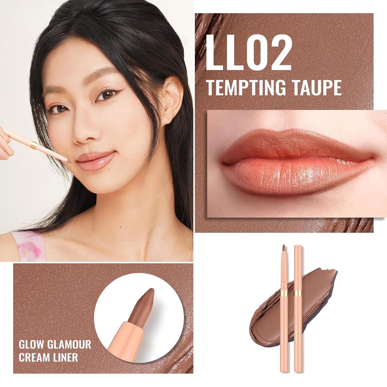Нюдовый водостойкий карандаш для губ «Tempting Taupe L02» от OULAC Oulac, Ll02Tempting Taupe — фото 2
