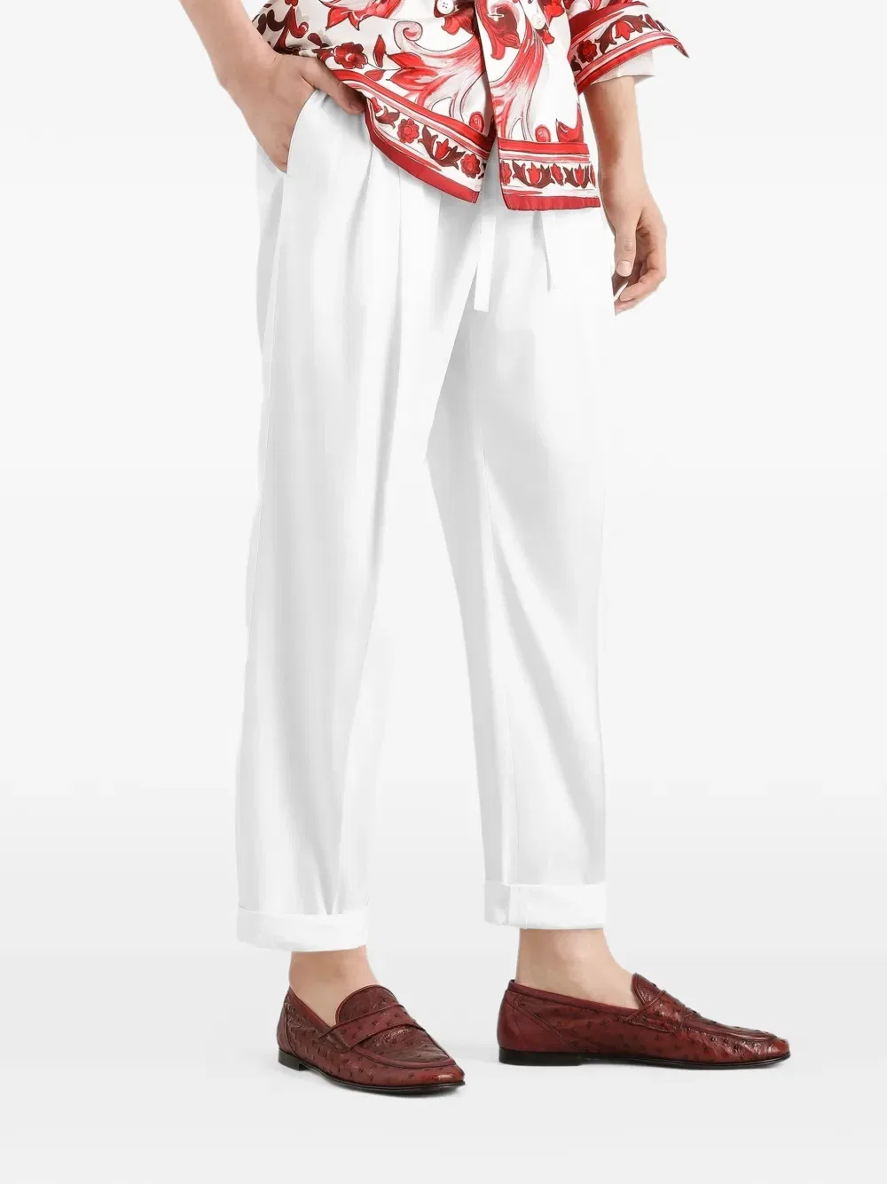 Спортивные брюки из хлопкового поплина Dolce & Gabbana, белый — фото 4