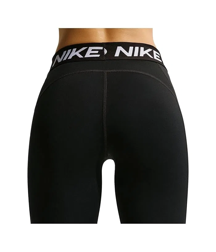 Леггинсы Nike Pro Mid-Rise Crop Leggings, Black/White — фото 4