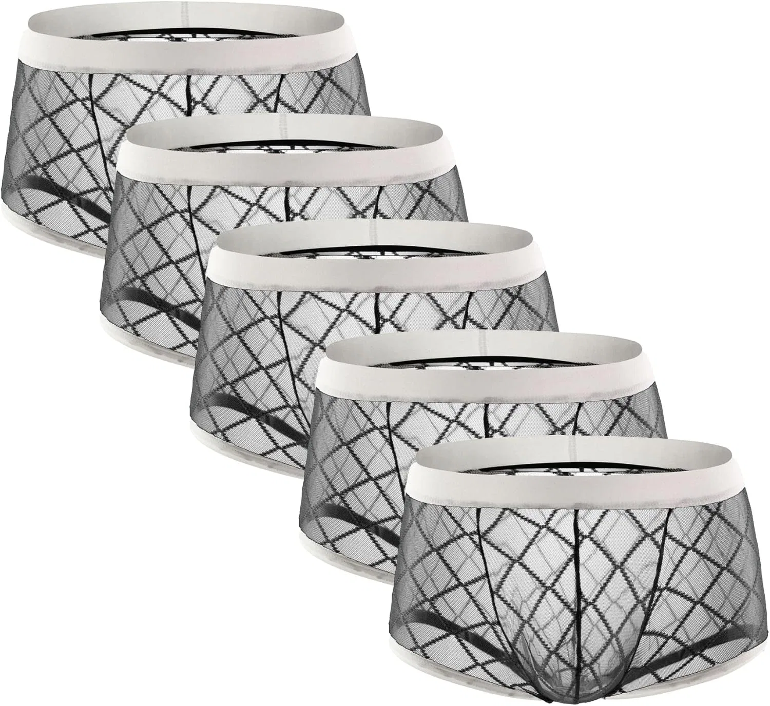 Трусы боксеры, микро-сетка, Black-5pc