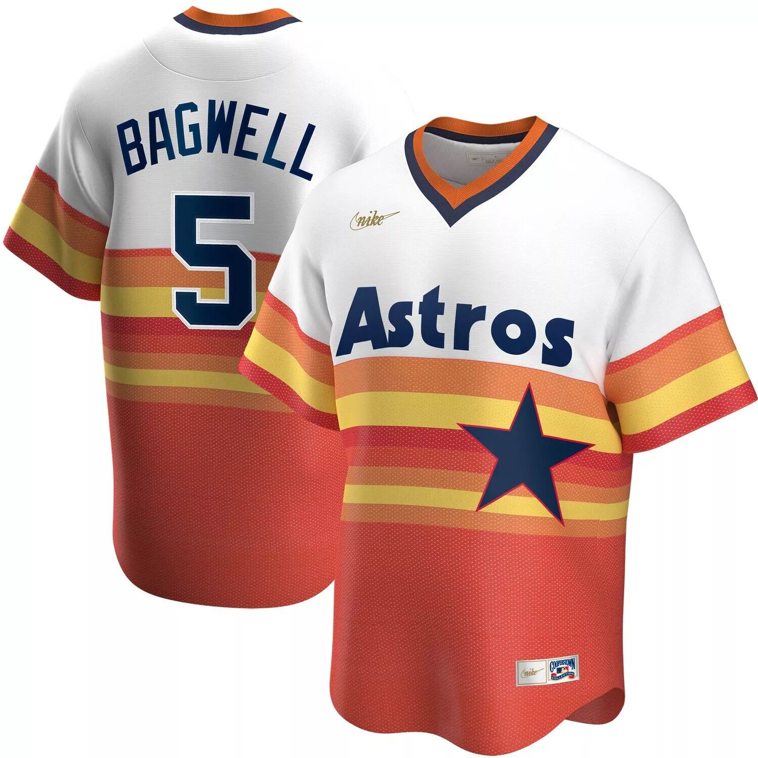 Мужская белая майка Джеффа Бэгвелла Houston Astros Home Cooperstown Collection Player Nike — фото 4