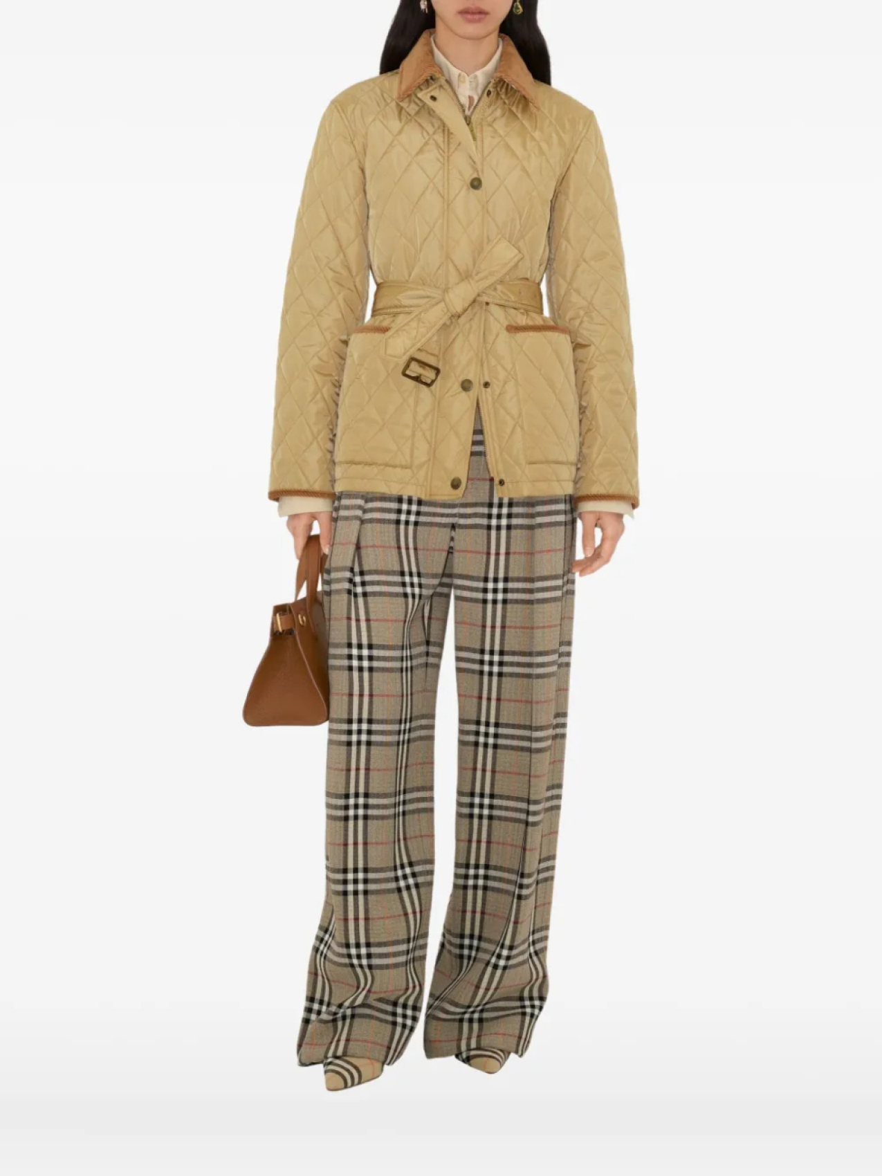 

Стеганая куртка с поясом Burberry, нейтральный