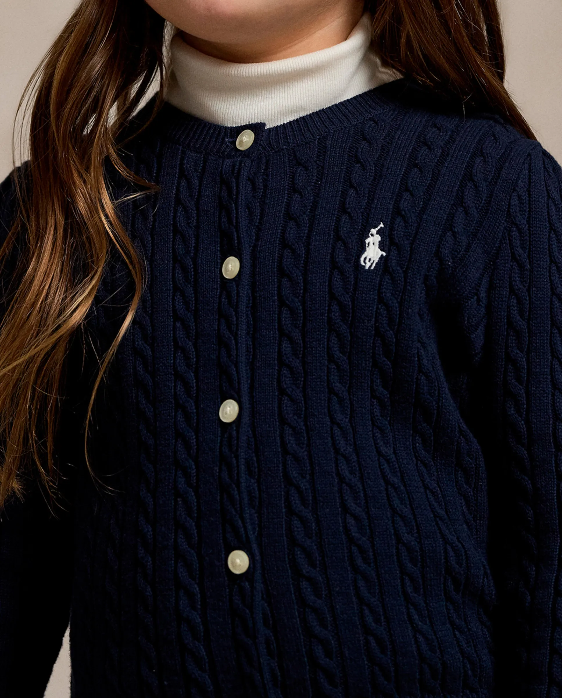 Детский кардиган из хлопка с узором "восьмерки" Polo Ralph Lauren, темно-синий — фото 2