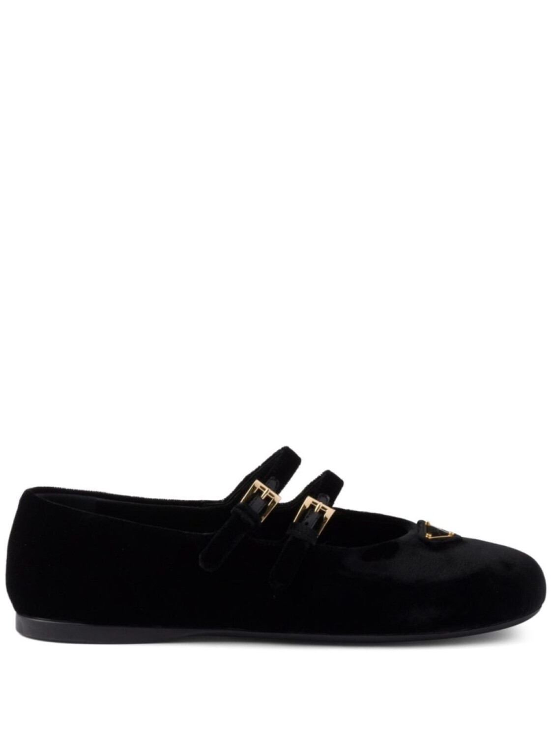 Балетки с бархатной отделкой Prada, черный