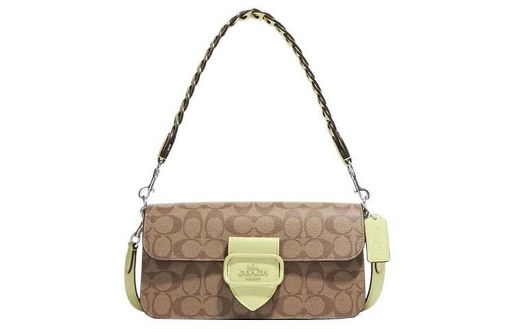 

COACH Кожаный конверт Морган Сумка Чжи Шэн Женская ручная через плечо коричневая зеленая