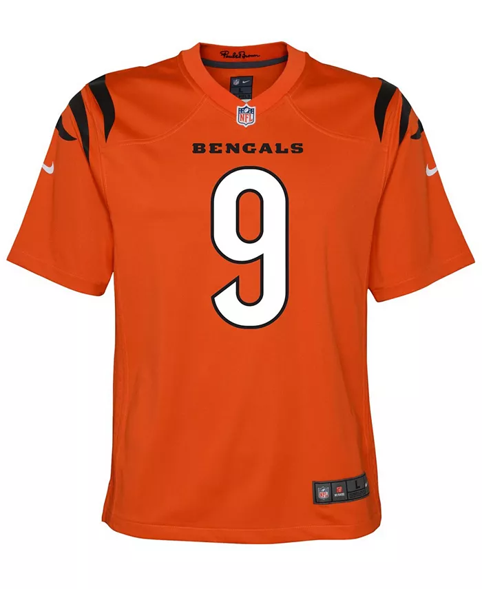Джерси для игры Cincinnati Bengals Joe Burrow для старших мальчиков и девочек Nike, оранжевый — фото 3