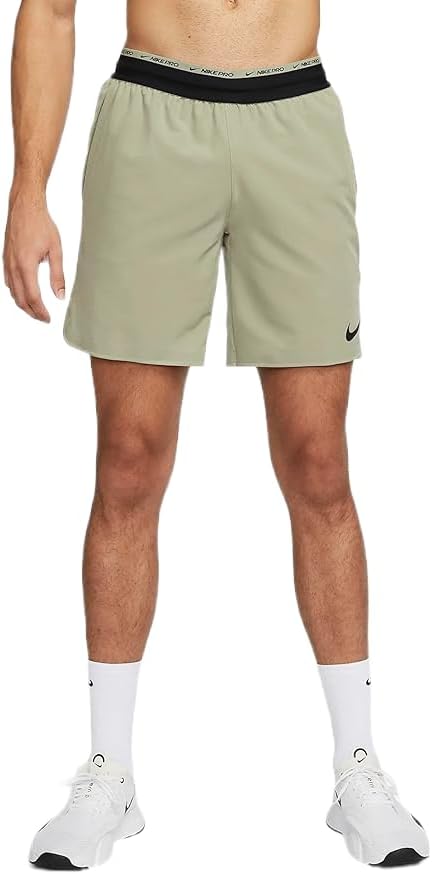 

Мужские тренировочные шорты Nike Dri Fit Flex Rep Pro Collection без подкладки, нейтральный оливковый/черный, Neutral Olive/Black