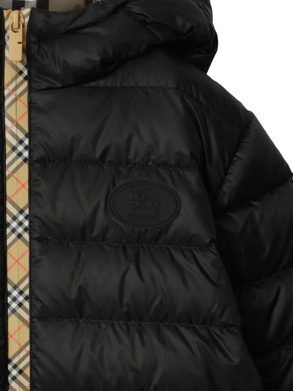 Пуховая куртка с капюшоном Burberry Kids, черный — фото 3