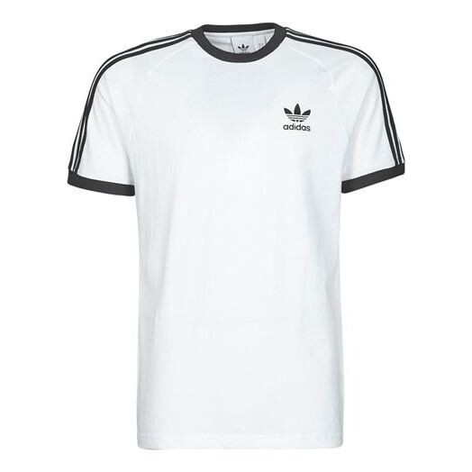 

Футболка оригиналы adicolor классика вышитый логотип полоса спорт короткий рукав Adidas, белый