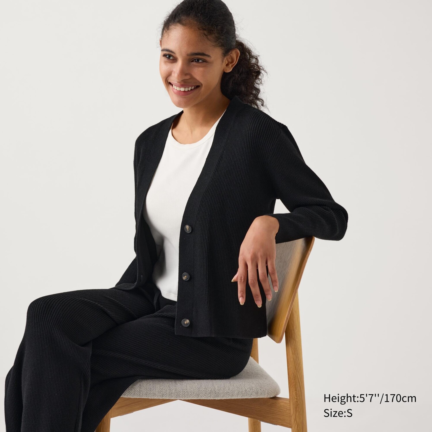

Кардиган в рубчик UNIQLO, черный