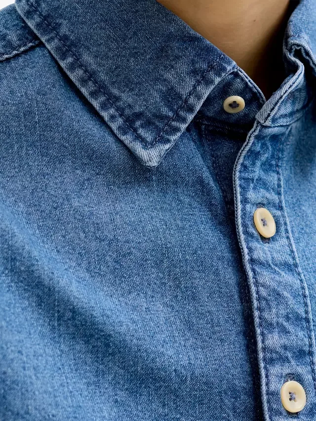 Детская джинсовая рубашка Stanley 021, синяя Jack & Jones — фото 3