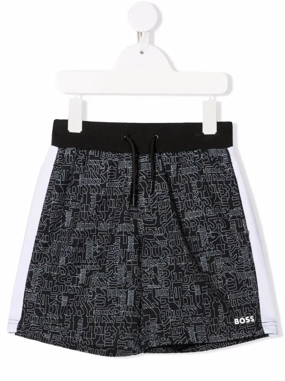 Спортивные шорты с логотипом по всей поверхности Boss Kidswear, черный