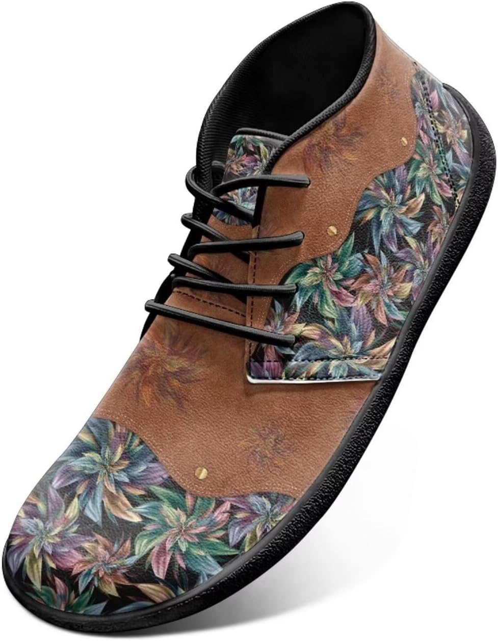 

Мужские классические кроссовки с шнуровкой, кожаные, с широкой носочной частью, удобные, с животным принтом, для бега и спорта, повседневная уличная обувь Chririnla, Boho Floral