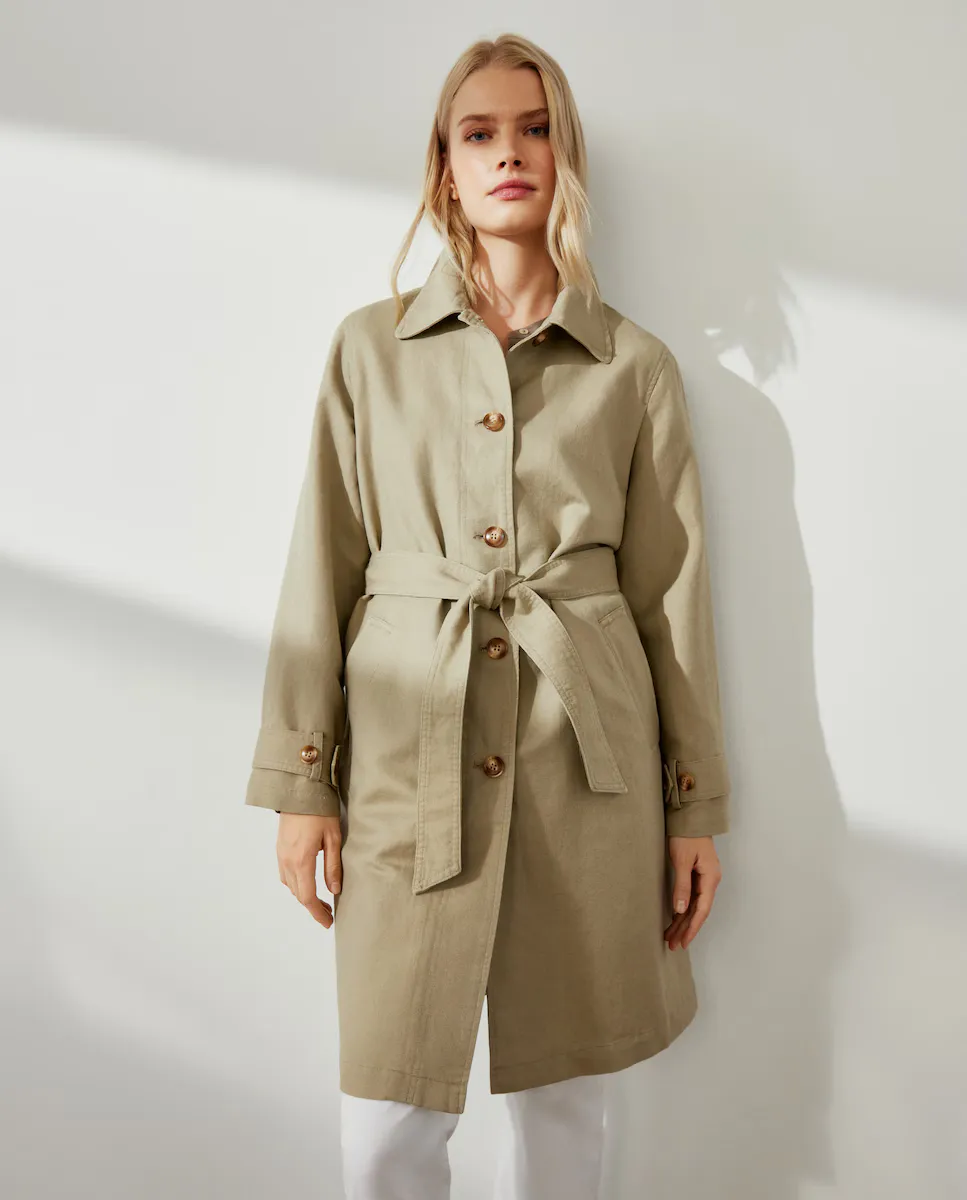 

Длинный женский тренч Southern Cotton, зеленый