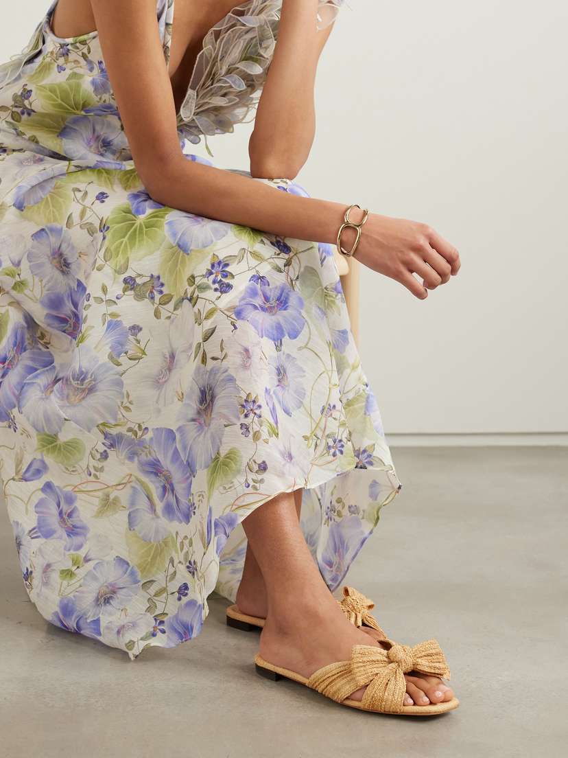 Шлепанцы Daphne из рафии, плиссированные и украшенные бантом Loeffler Randall, бежевый — фото 2