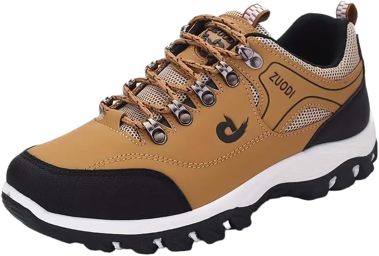 

Мужские туристические ботинки больших размеров - прочные, удобные, с нескользящей подошвой, мягкой подошвой для активного отдыха с шнуровкой Clolinde, оранжевый