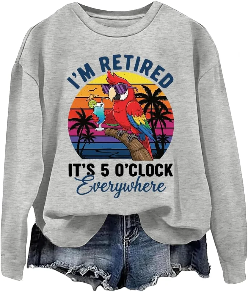 

Толстовка с принтом "I'm Retired It's 5 O'clock Everywhere" и попугаем NACJOM