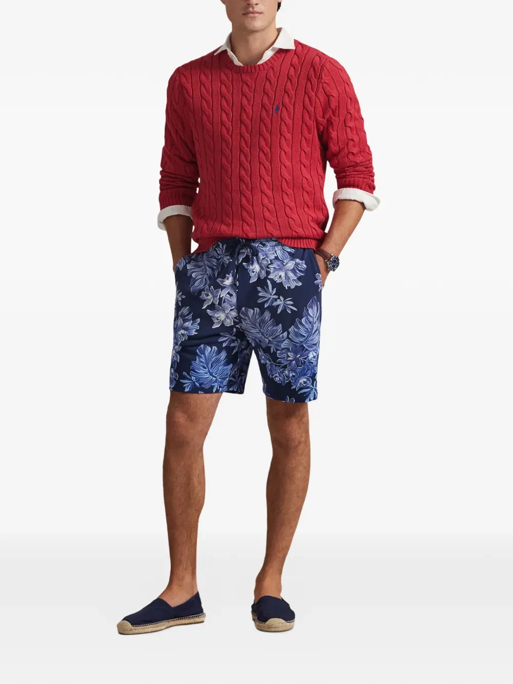 Шорты с цветочным принтом и завязками Polo Ralph Lauren, синий — фото 2