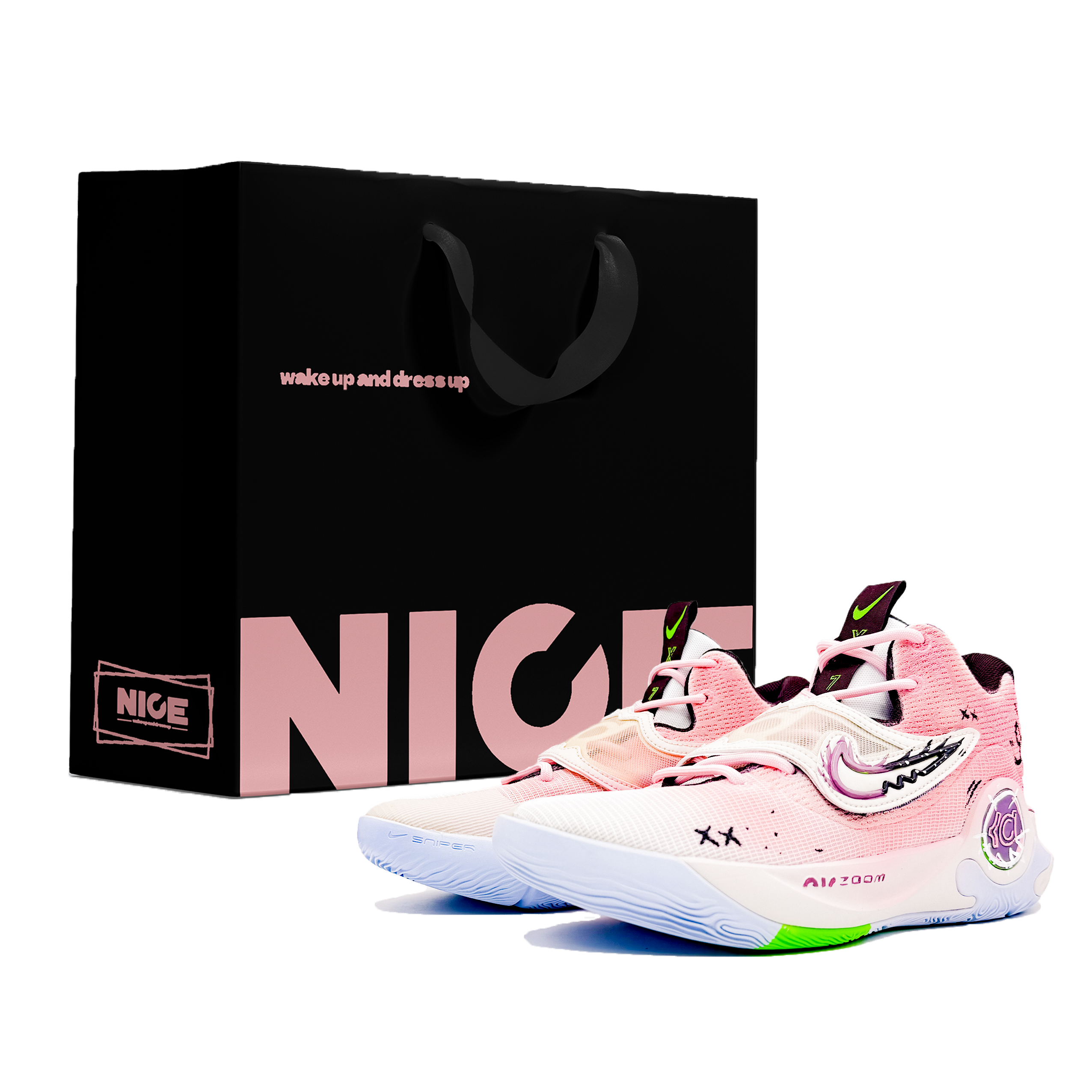 

Nike Баскетбольные кроссовки KD Trey 5 X с амортизацией, противоскользящие и износостойкие, низкие, мужские, цвет белый/розовый