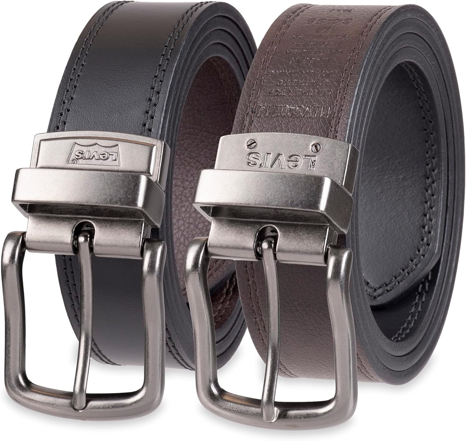 

Мужской двусторонний ремень Levi's 2-в-1 - повседневный джинсовый стиль (стандартные размеры, а также размеры для больших и высоких женщин), Casual Black/Brown