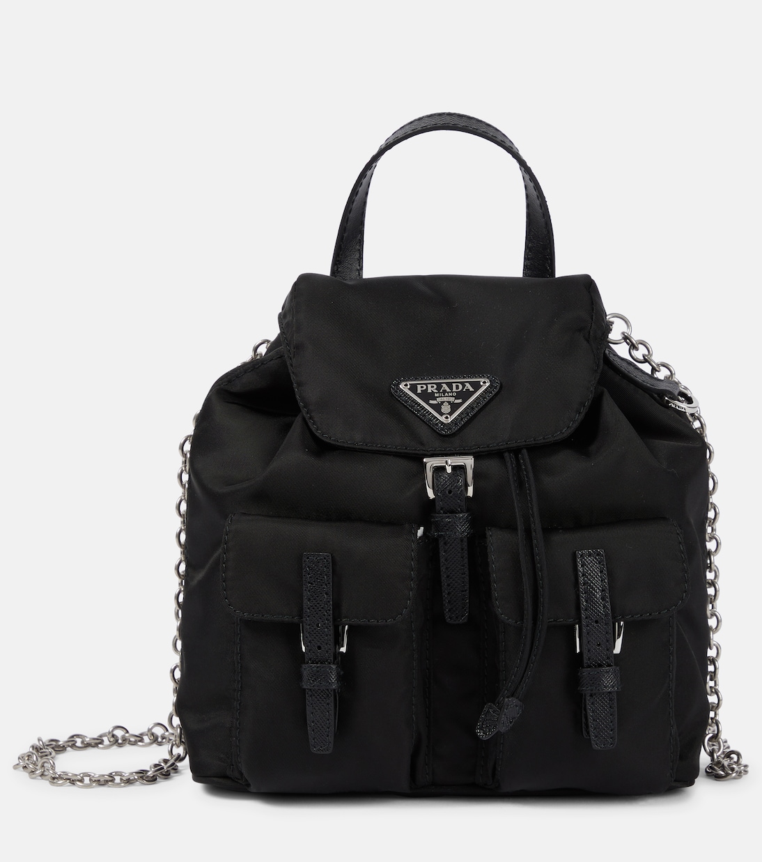 

Мини-рюкзак из нейлона Prada, черный