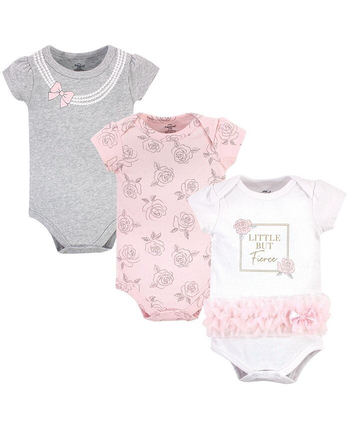 

Хлопковые боди для новорожденных девочек Treasure Baby, 3 шт., Fierce Little Treasure, белый