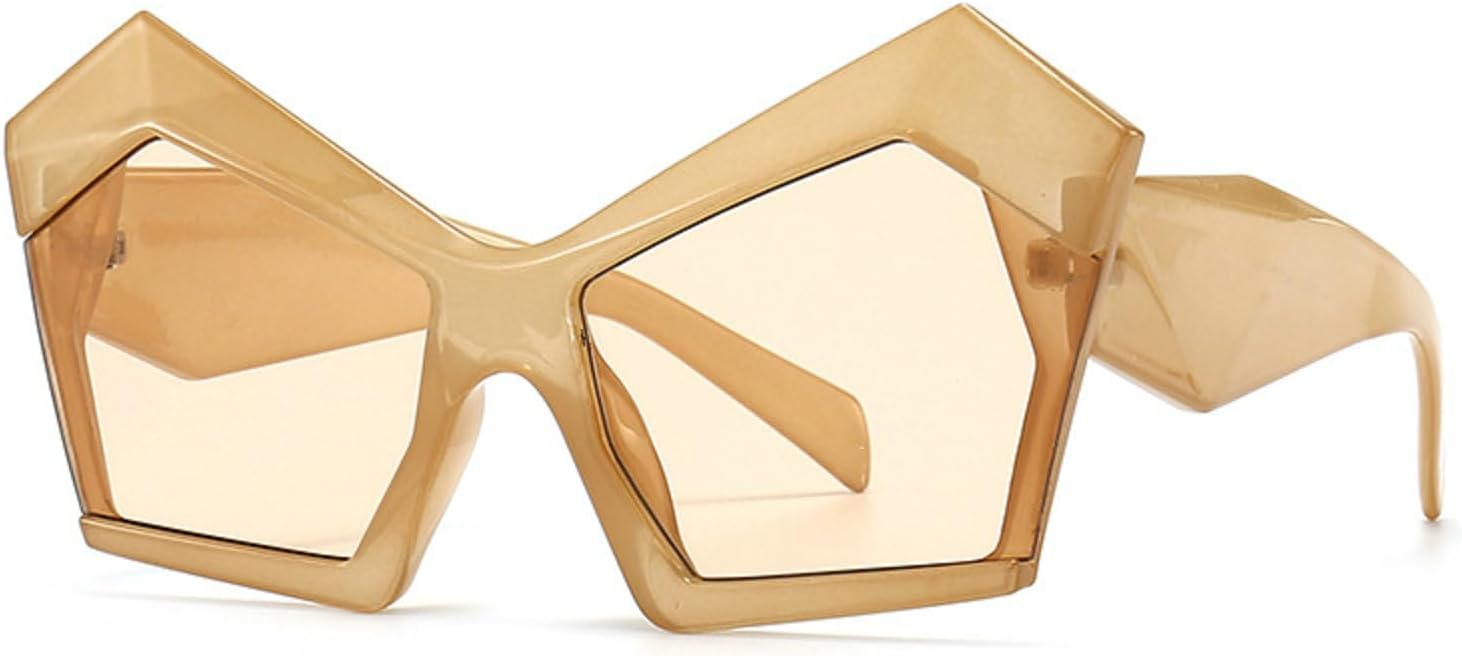 

Винтажные женские солнцезащитные очки «кошачий глаз» с защитой от УФ-излучения, прозрачными линзами, стильный ретро-дизайн, увеличенный многоугольный дизайн mincl, Champagne