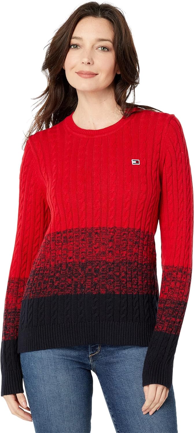 

Мужской свитер Tommy Hilfiger с круглым вырезом и фактурной фактурой, Scarlet/Sky Captain
