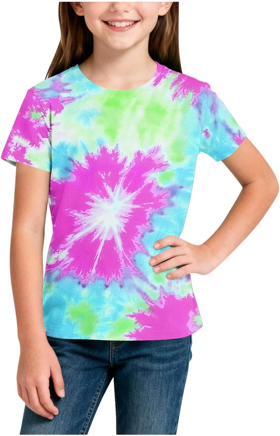 Футболка с tie-dye принтом, Zzalalana, Hot Pink — фото 2