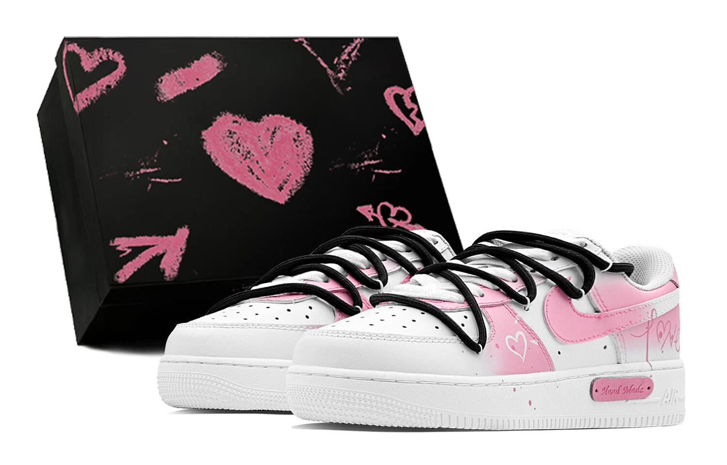 

Кроссовки Nike Air Force 1 Skateboarding Shoes Women's Low-top Pink/white/black, черный/розовый