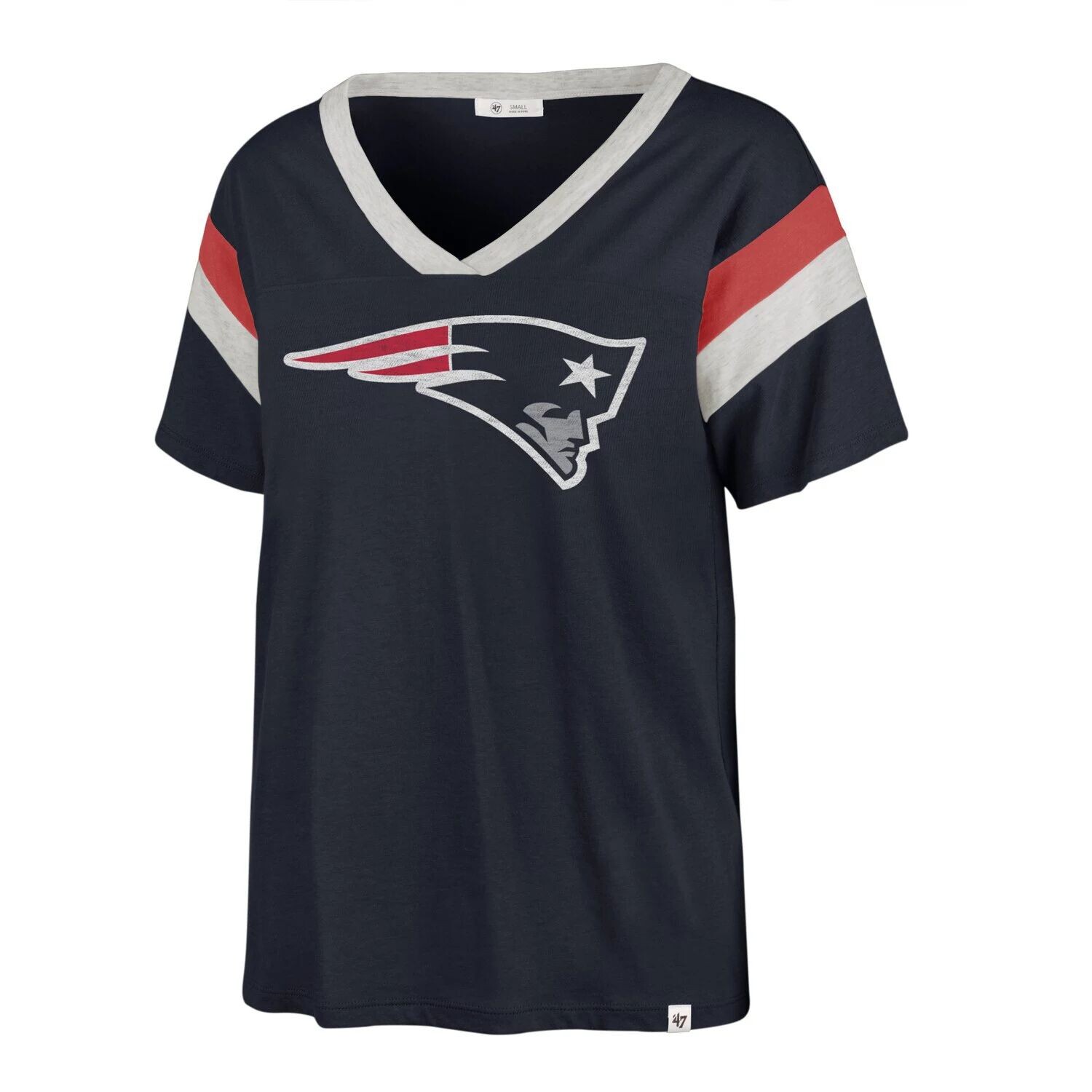 

Женская темно-синяя футболка New England Patriots Phoenix с v-образным вырезом '47, Синий, Женская темно-синяя футболка New England Patriots Phoenix с v-образным вырезом '47