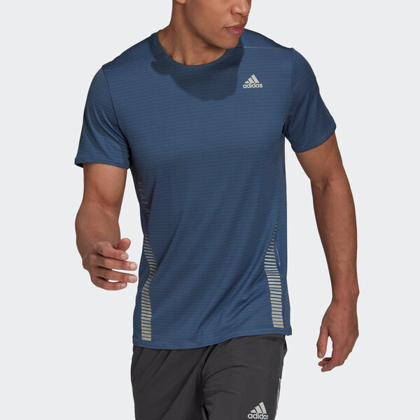 Футболка premium tee m reflective running sports short sleeve blue Adidas, синий — фото 2