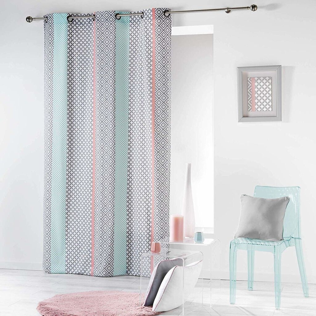 

Штора на окно MATIK, 140 х 260 см, белая с желтыми полосками Douceur d'interieur, розовый