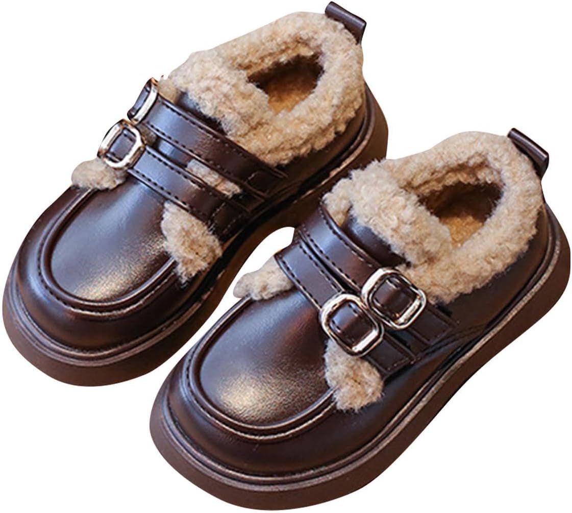 

Детские зимние ботинки для девочек, утепленные мехом, сапожки для снега, из искусственной кожи, на плоском каблуке, теплые, для верховой езды, для детей 2-11 лет Zzalalana, Brown