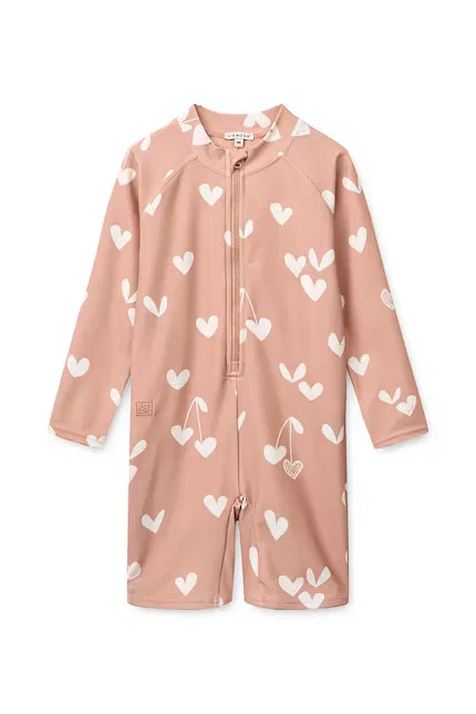 Купальник цельный с принтом Max Printed LS Swim Jumpsuit Liewood, розовый