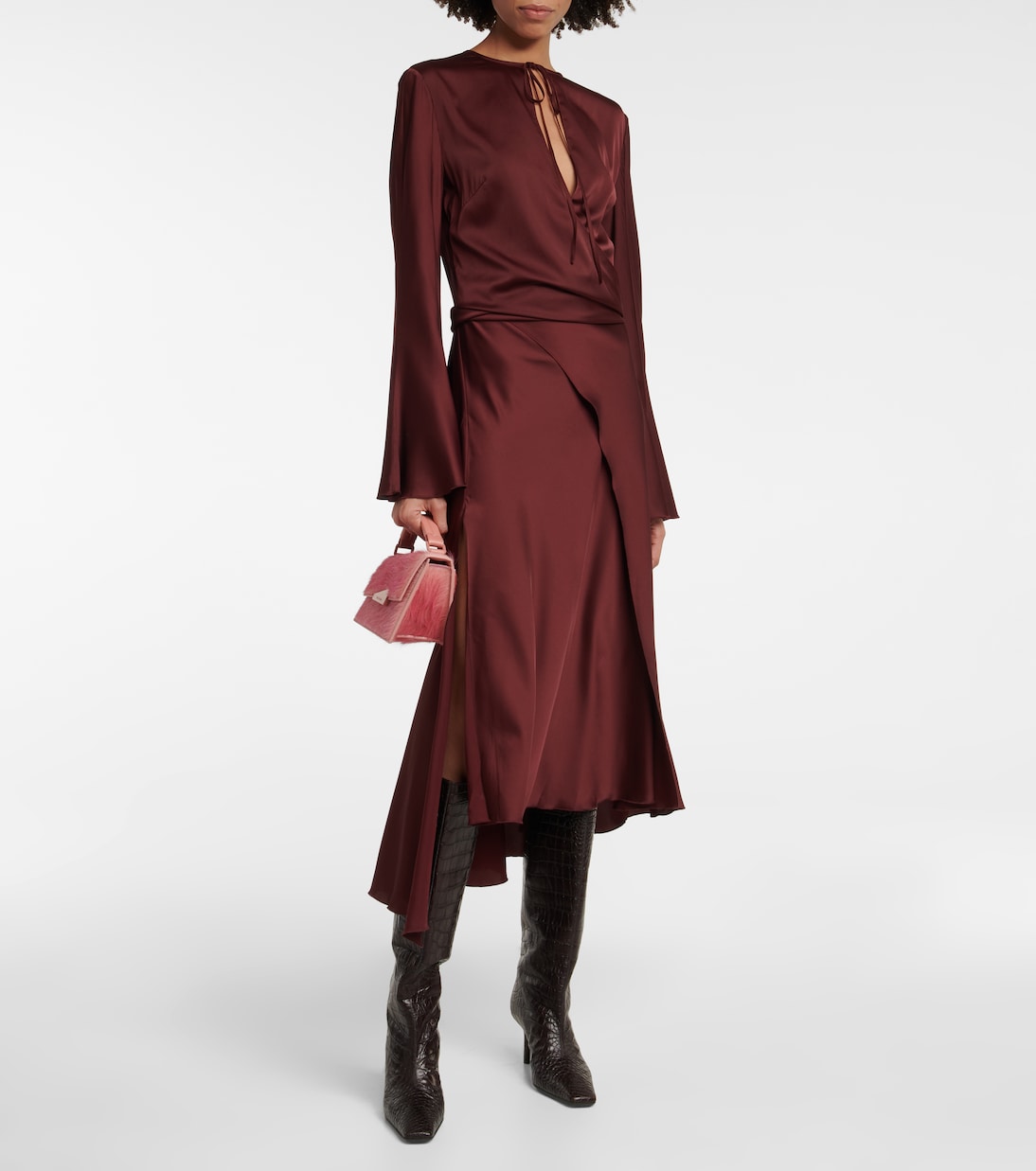 Ботинки из кожи с эффектом крокодила Acne Studios, темно-коричневый — фото 2