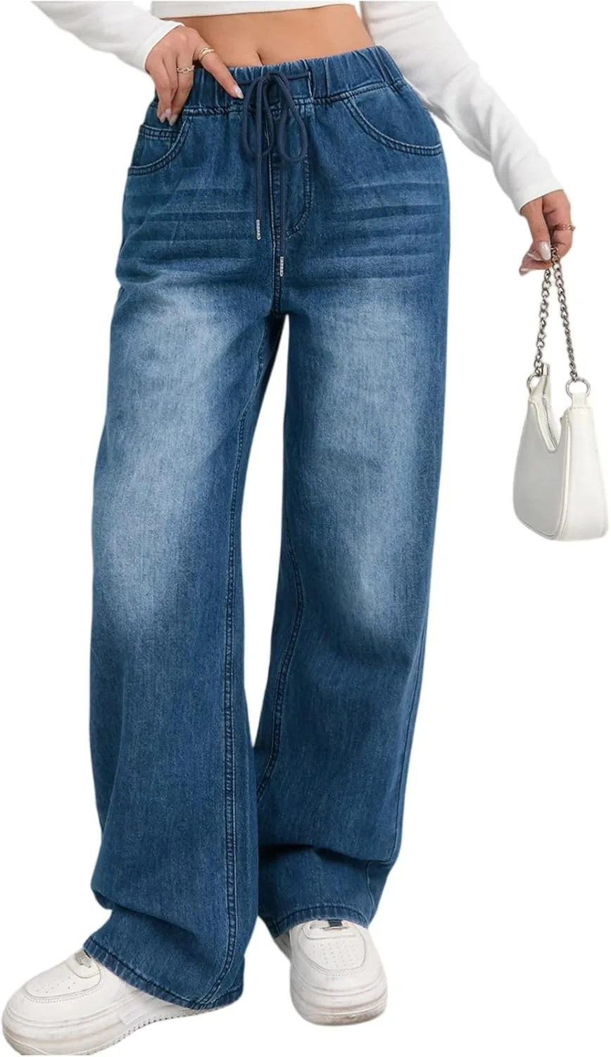 

Женские джинсы Plus Size с высокой талией и прямыми штанинами