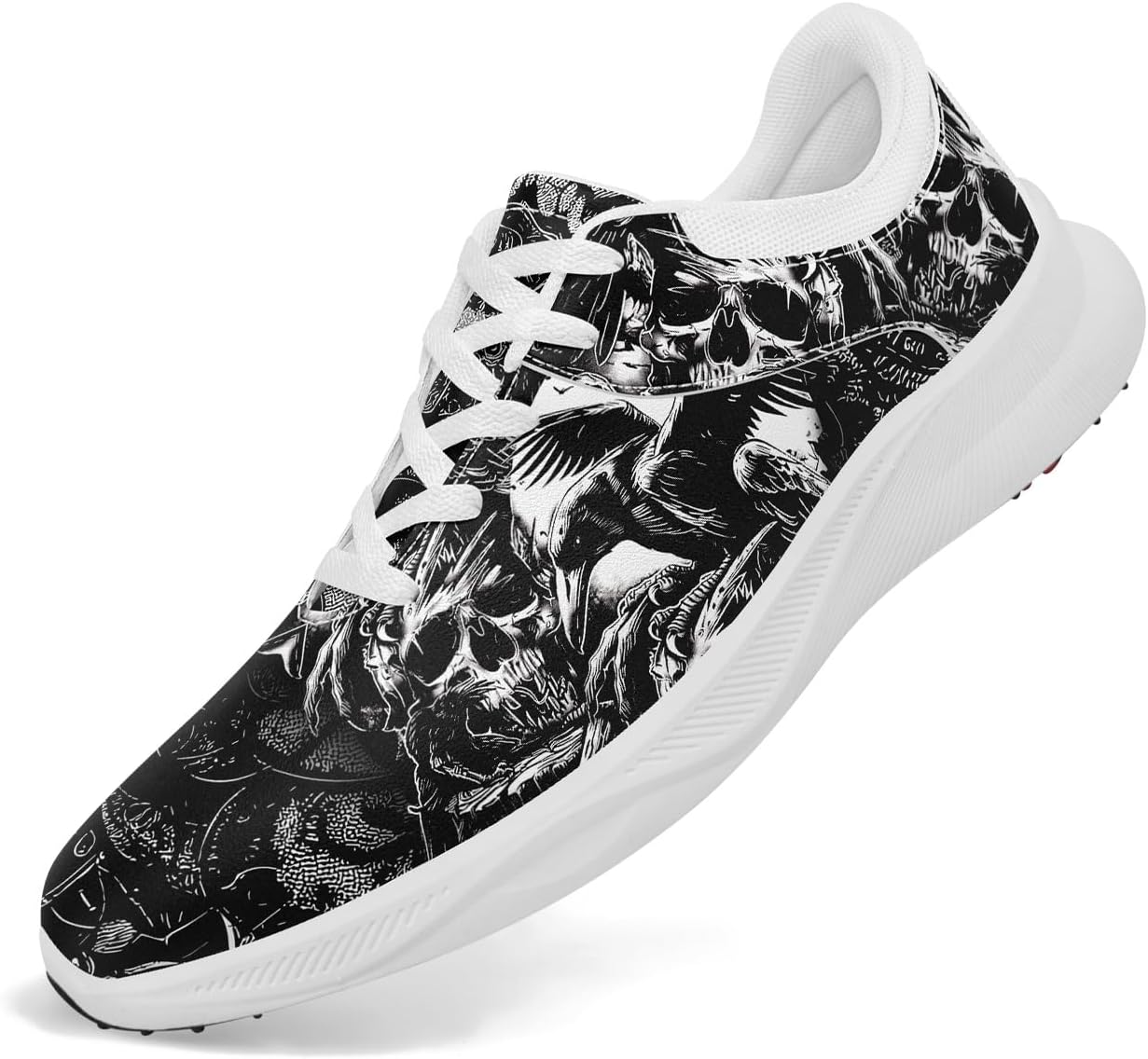 

Мужские гольф-кроссовки без шипов с автоматической вентиляцией подошвы, водонепроницаемые, стойкие к скольжению готико-панк рок стиль модные гольф-кроссовки для женщин Coolcustomize, черный